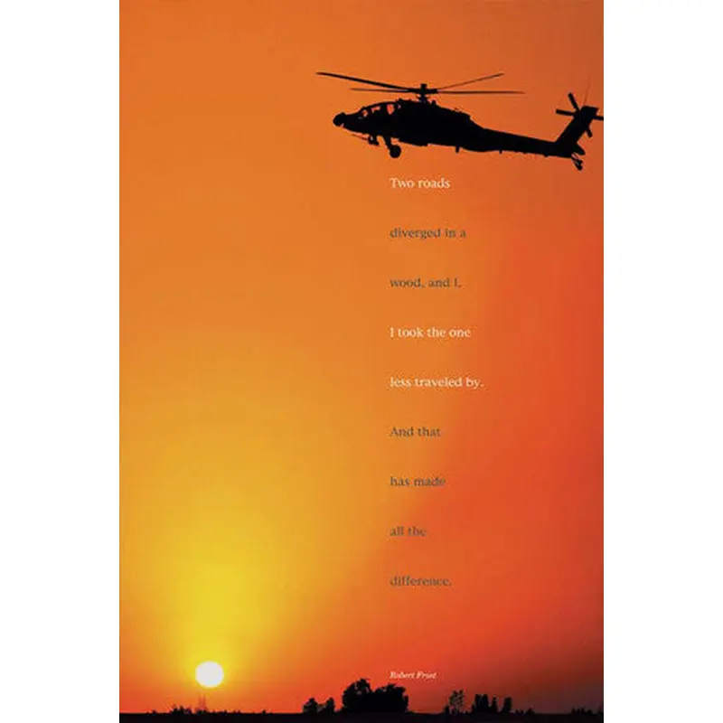 American Military "Road Less Traveled" (Apache Helicopter at Sunset) Poster