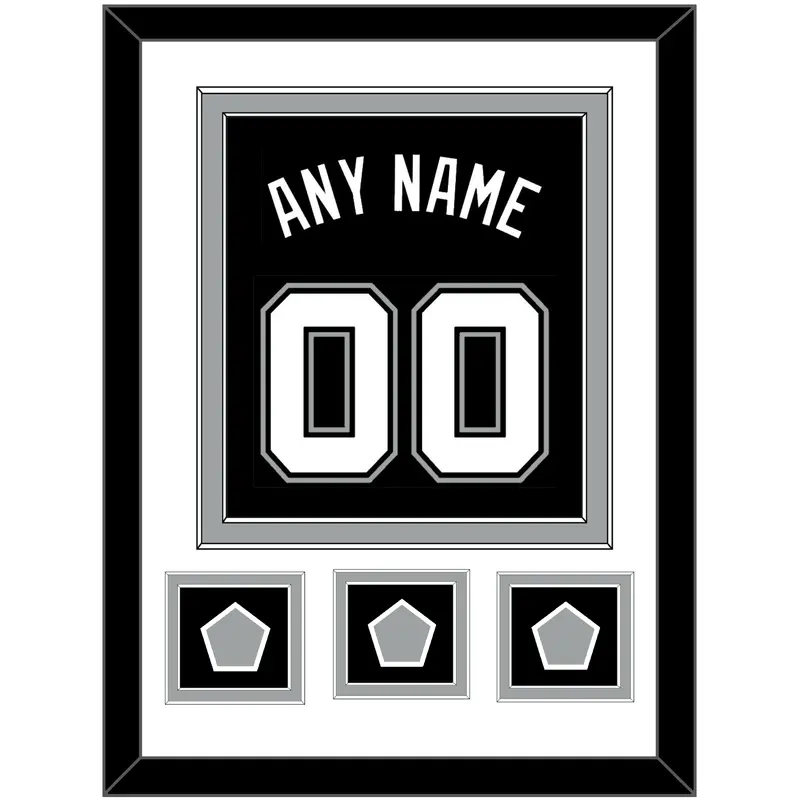 San Antonio Name & Numbers With 3 Finals Patches - Road Black (1989-2002) - Double Mat 1