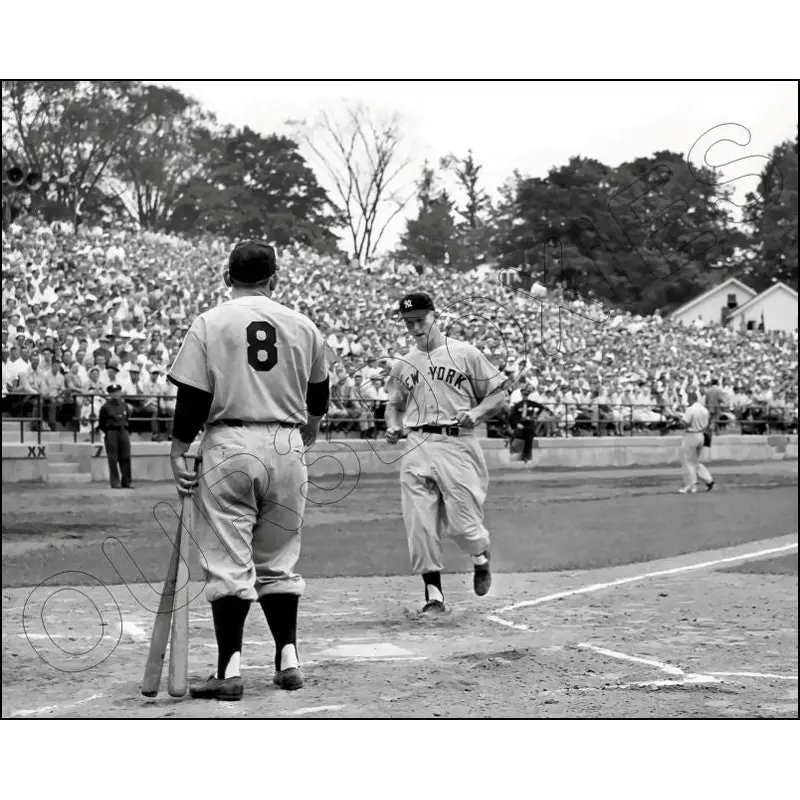 Mickey Mantle Yogi Berra 8X10 Photo - 1954 Yankees Hall Of Fame Game - 1871