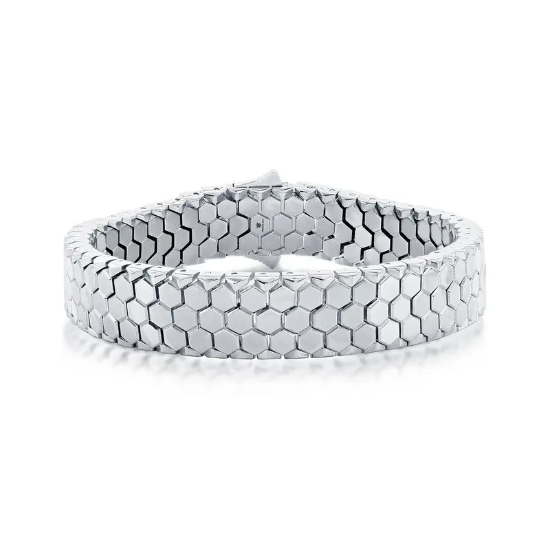 Stainless Steel Polished Honey Comb Design Bracelet