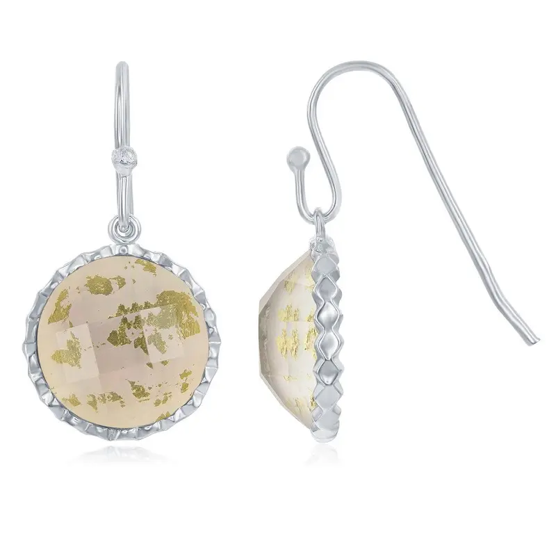 Sterling Silver Round MOP Doublet Earrings