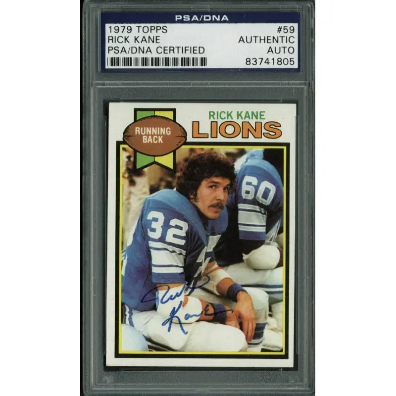 Lions Rick Kane   Authentic Signed Card 1979 Topps #59 PSA/DNA Slabbed