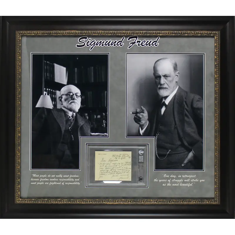 Sigmund Freud Authentic Signed & Framed 4.5x5.75 Letter Dated August 29 1933 BAS