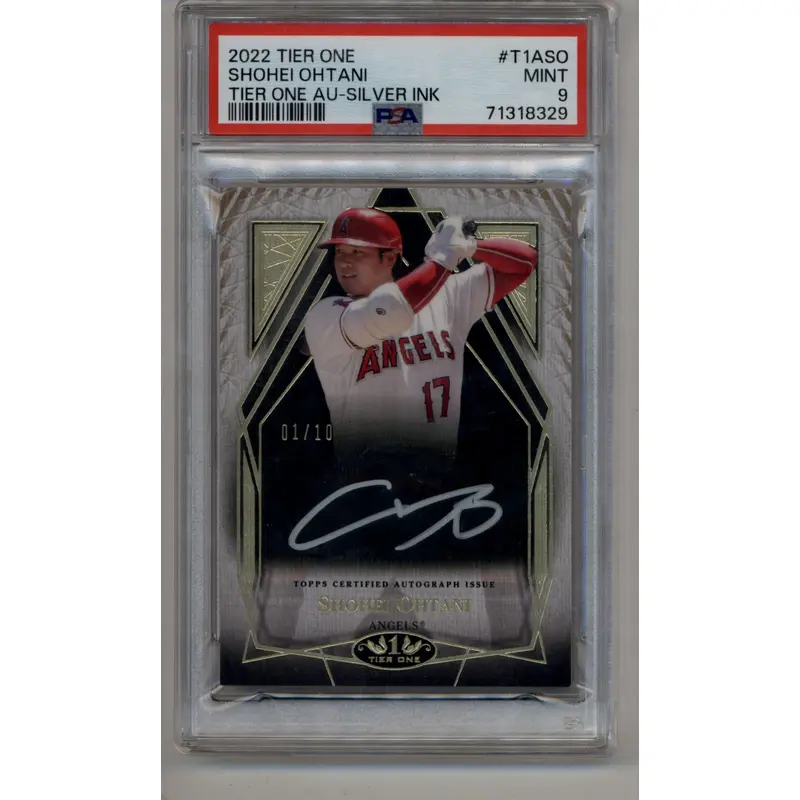 Shohei Ohtani 2022 Tier One Auto Silver Ink 01/10 PSA 9