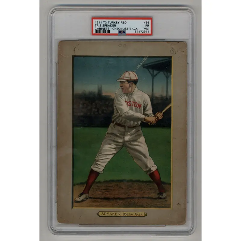 Tris Speaker 1911 T3 Turkey Red Cabinets-Checklist Back #36 PSA 1 (MK)