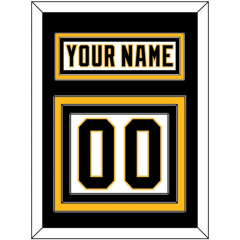 Pittsburgh Nameplate & Number (Back) - Home White (1992-2002) - Triple Mat 2