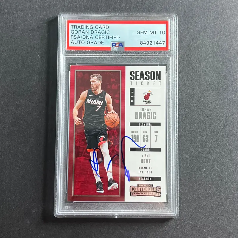 2017-18 Panini Contenders #34 Goran Dragic Signed Card AUTO 10 PSA/DNA Slabbed Heat