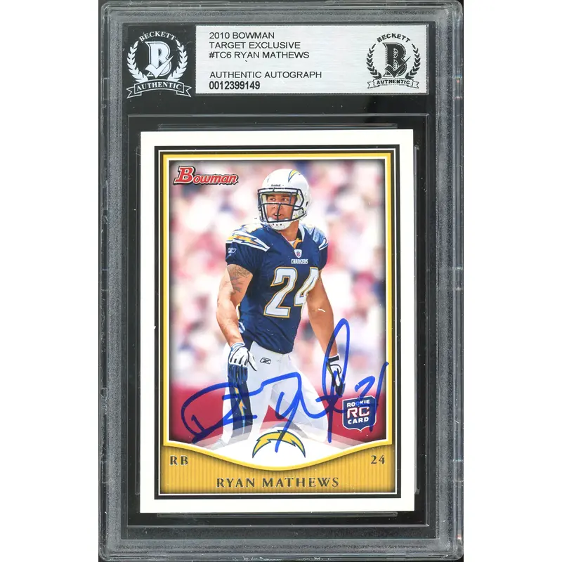 Chargers Ryan Mathews Signed 2010 Bowman Target Exclusive #TC6 Card BAS Slabbed