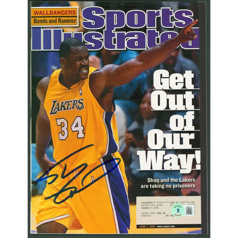 Lakers Shaquille O'Neal Signed 2001 Sports Illustrated Magazine BAS Witnessed