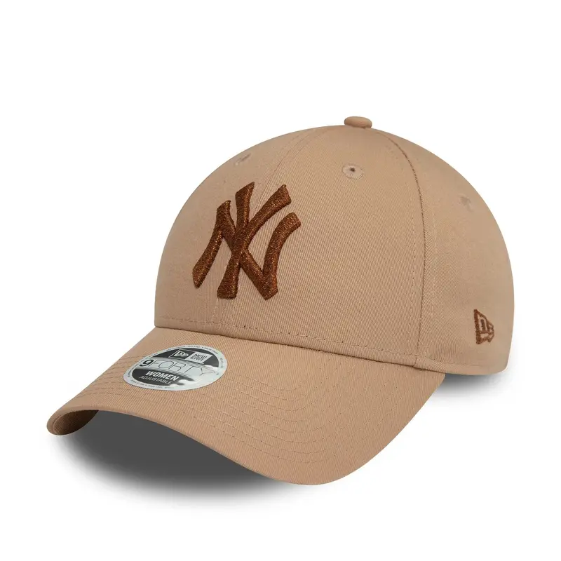 New York Yankees Womens Metallic Beige 9FORTY Adjustable Cap