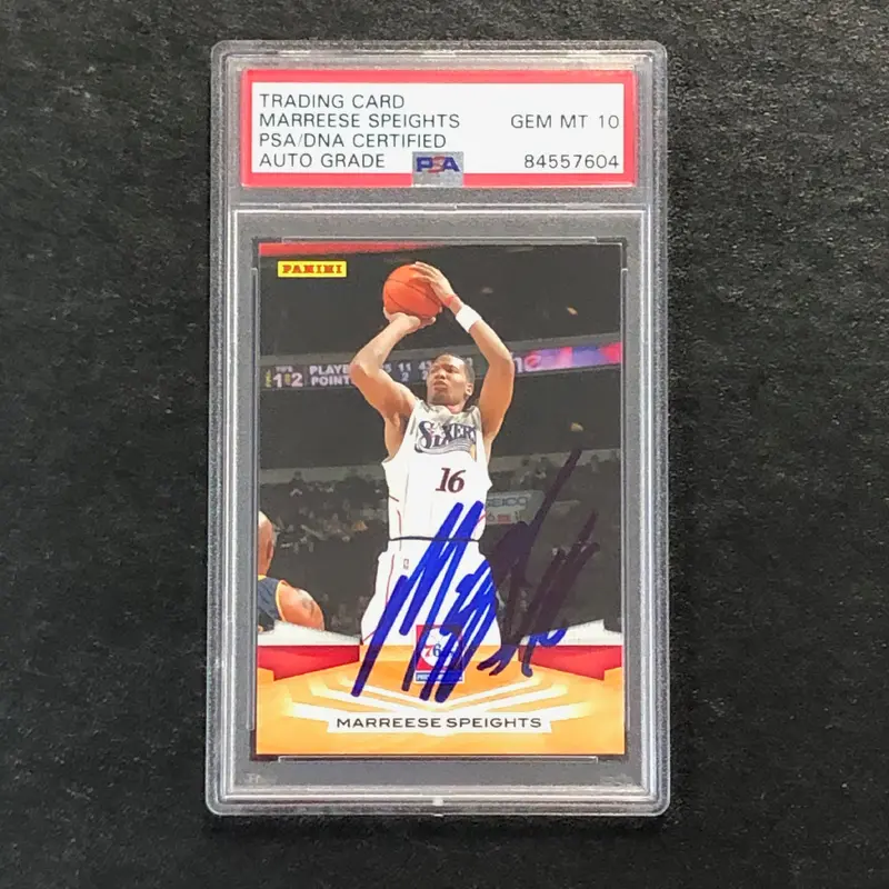 2009-10 Panini Basketball #37 Marreese Speights Signed Card AUTO 10 PSA Slabbed 76ers