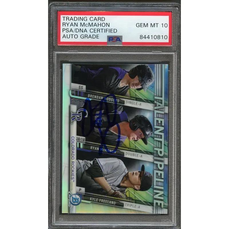 2017 BOWMAN CHROME #TP-COL RYAN MCMAHON Signed Card PSA Slabbed Auto Grade 10 Rockies