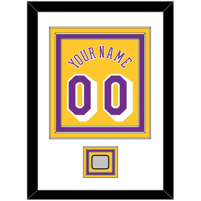 Los Angeles Name & Number With Champions Patch - Home Yellow (1978-1997) - Triple Mat 1