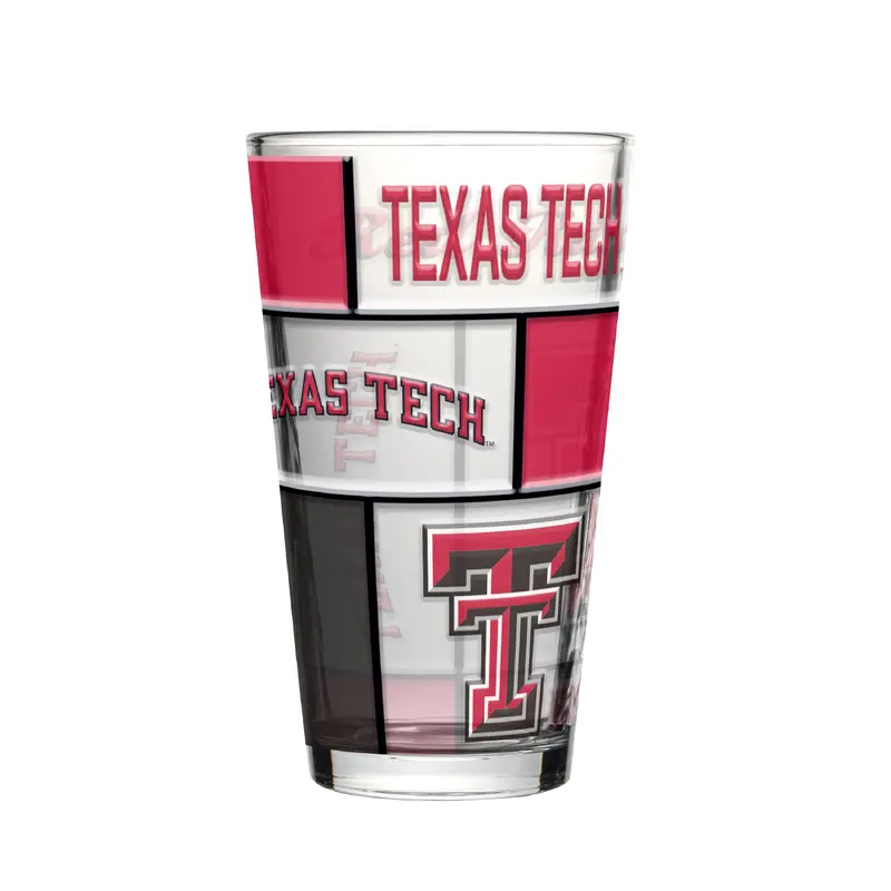Texas Tech 16oz Quilted Stained Pint Glass