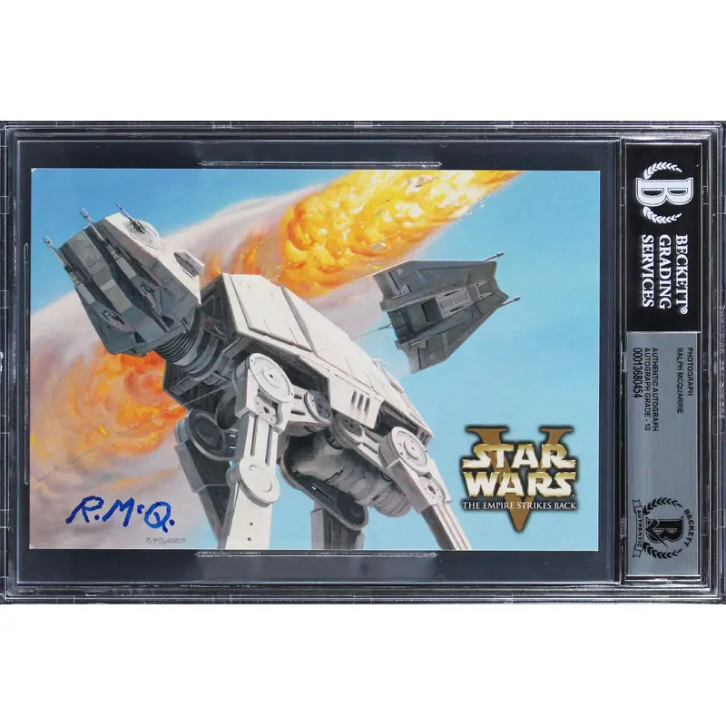 Ralph McQuarrie Star Wars Signed 4.75x7.25 LE Photo Auto Graded 10! BAS Slabbed