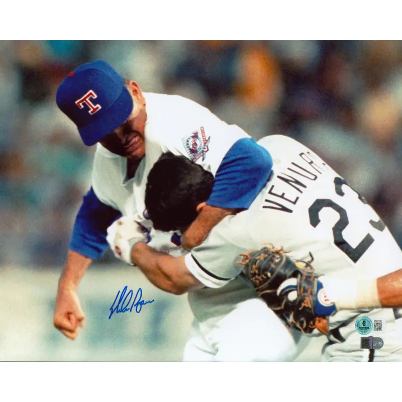 Rangers Nolan Ryan Authentic Signed 11x14 Robin Ventura Fight Photo BAS