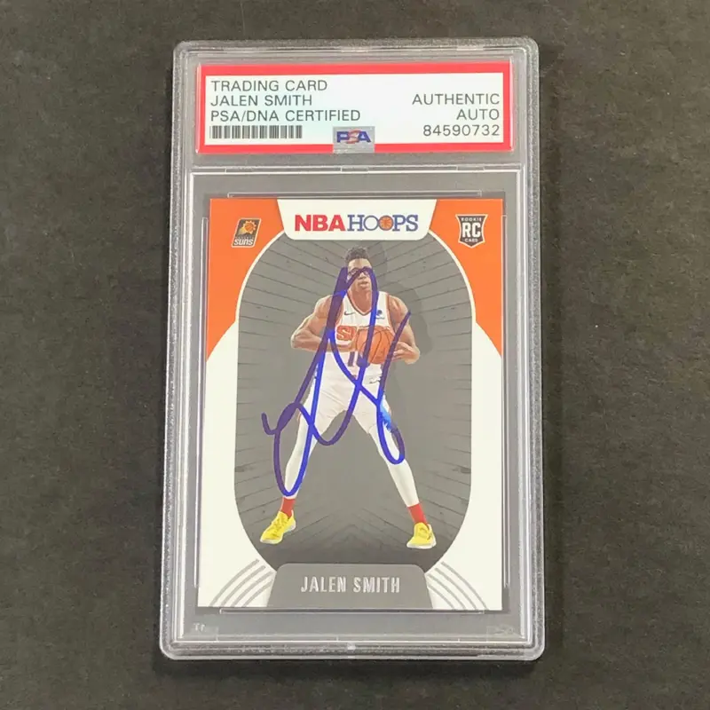 2020-21 NBA Hoops #240 Jalen Smith Signed Card AUTO PSA Slabbed RC Suns