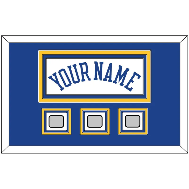 Golden State Name & 3 Champions Patches - Home White (2010-2019) - Triple Mat 2