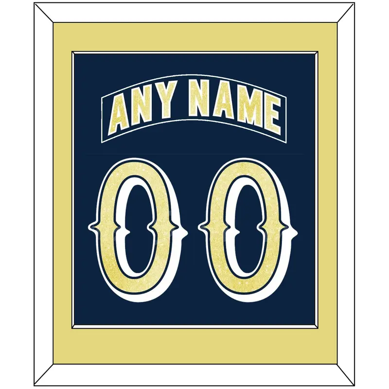 Notre Dame Hockey Nameplate & Number (Back) Combined - Road Blue - Single Mat 2