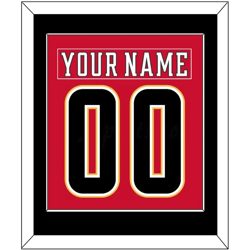 Calgary Nameplate & Number (Back) Combined - Home Red (2017-2020) - Single Mat 3