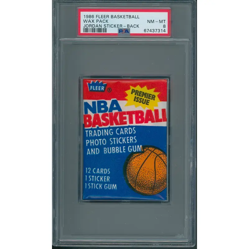 1986 1986/87 Fleer Basketball Unopened Wax Pack PSA 8 Jordan Sticker Back *7314