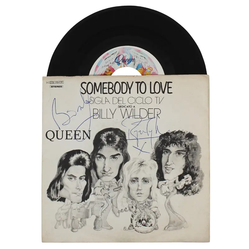 Brian May & Roger Taylor Queen Signed 45 RPM Album Cover W/ Vinyl BAS #AC33666