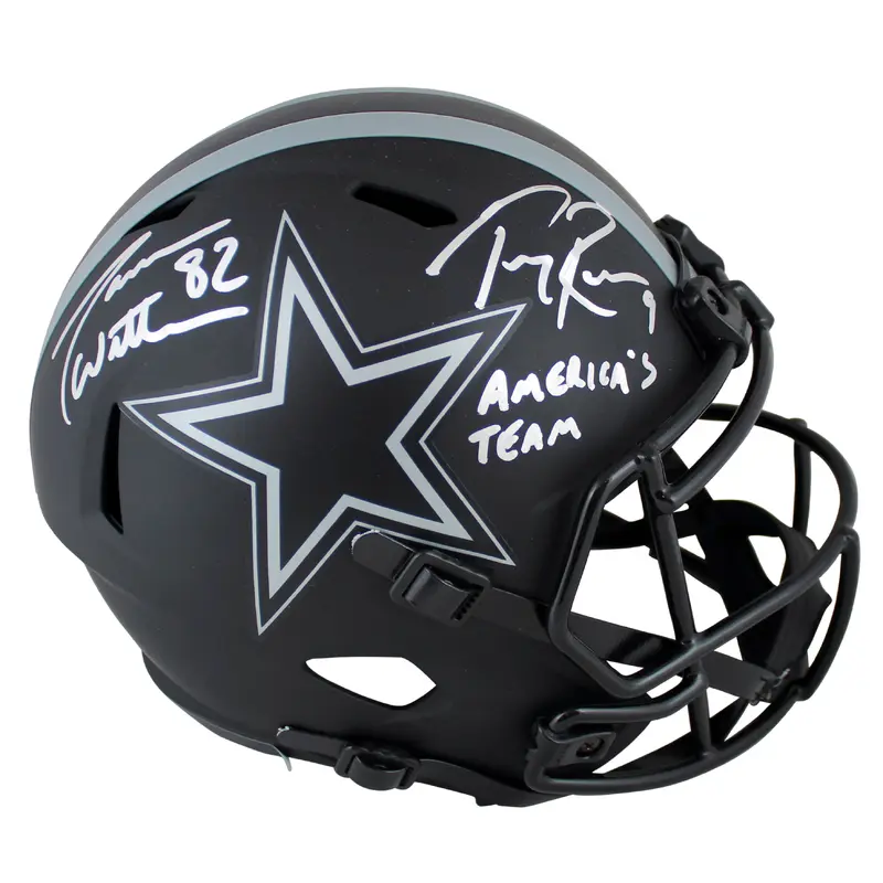 Cowboys Tony Romo & Jason Witten Signed Eclipse Full Size Speed Rep Helmet BAS