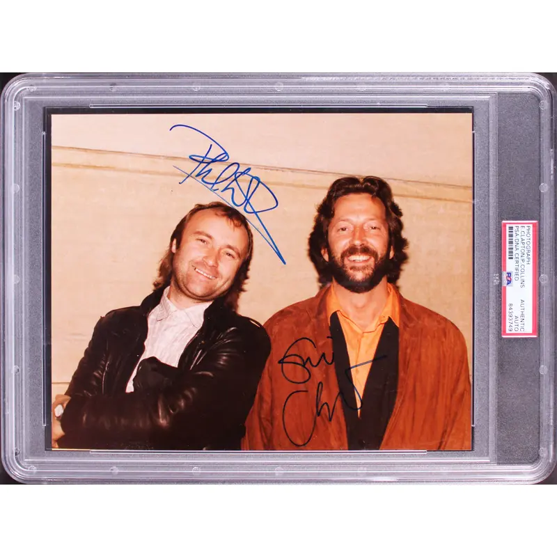 Eric Clapton & Phil Collins Authentic Signed 8x10 Photo Autographed PSA Slabbed