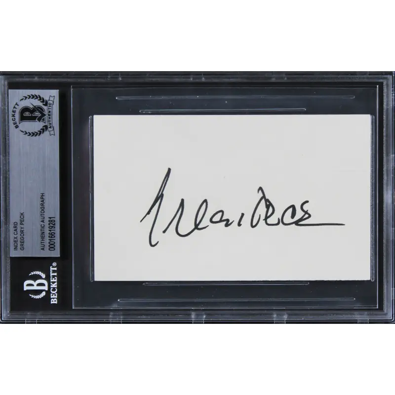 Gregory Peck To Kill a Mockingbird Authentic Signed 3x5 Index Card BAS Slabbed