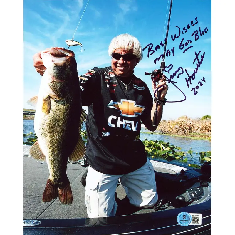 Jimmy Houston "Bass Wishes May God Bless"  Signed 8x10 Vertical Photo BAS