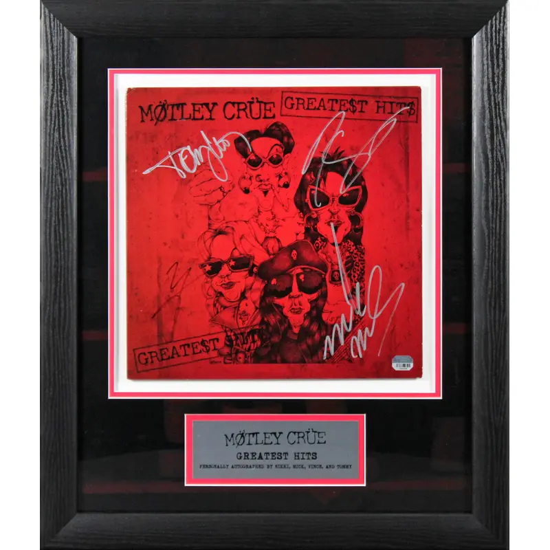 Motley Crue (4) Lee, Neil, Sixx & Mars Signed & Framed Album Cover BAS #AD40123