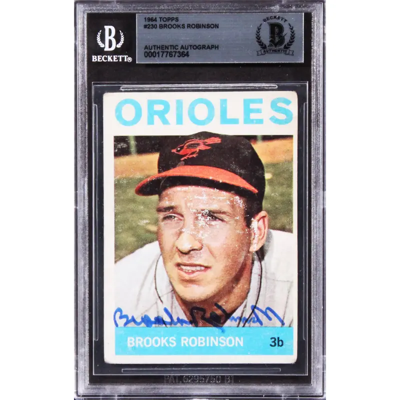 Orioles Brooks Robinson Authentic Signed 1964 Topps #230 Card BAS Slabbed