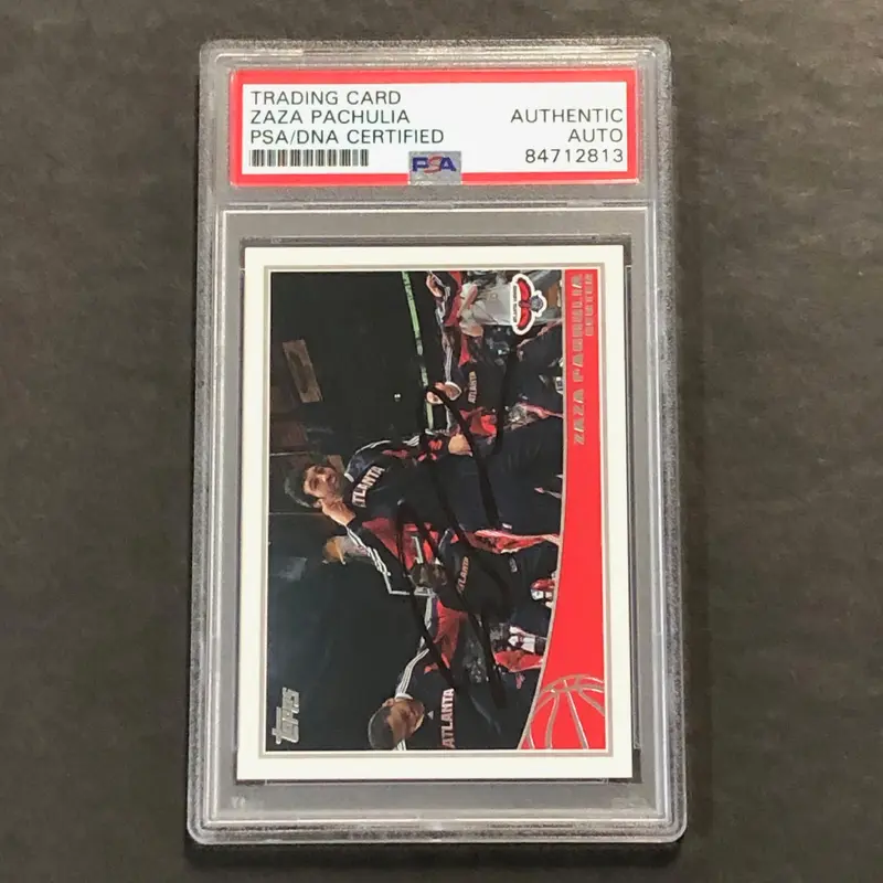 2009-10 Topps #7 Zaza Pachulia Signed Card AUTO PSA Slabbed Hawks