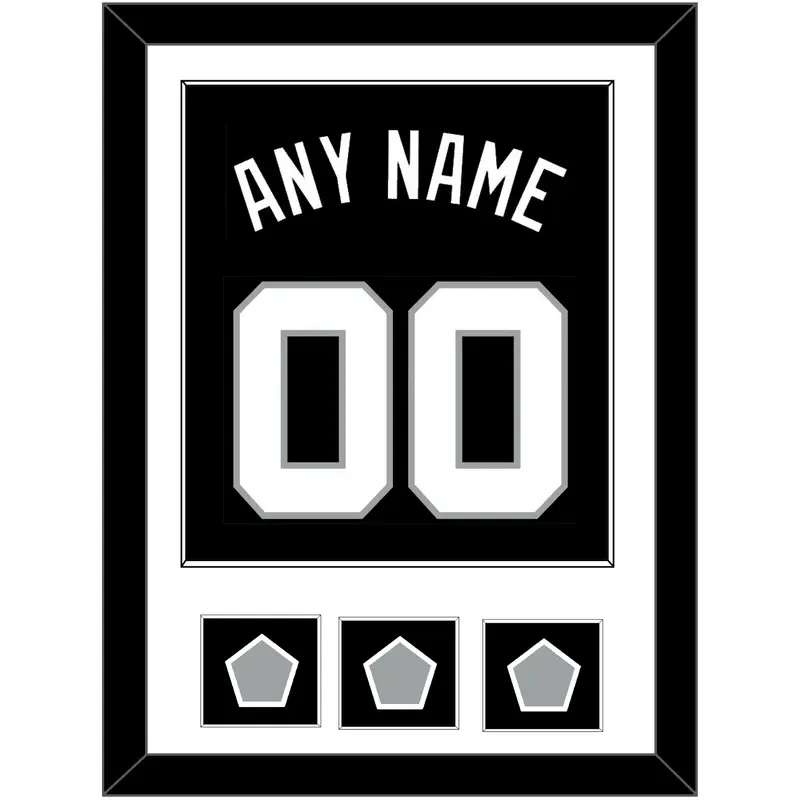 San Antonio Name & Numbers With 3 Finals Patches - Road Black (1989-2002) - Single Mat 1
