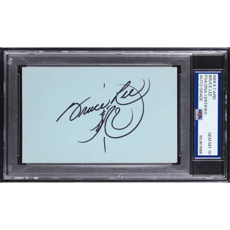 Bruce Lee Enter the Dragon Signed 3x5 Index Card Auto 10! PSA/DNA Slabbed