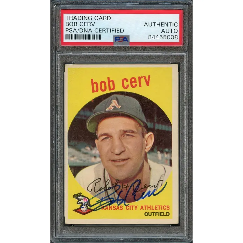 1959 Topps #100 Bob Cerv Signed Card PSA Slabbed Auto Kansas City Athletics
