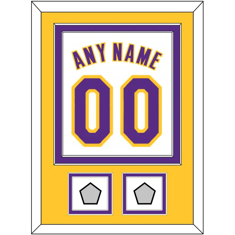 Los Angeles Name & Number With 2 Trophy Patches - Alternate White (2002-2018) - Double Mat 4