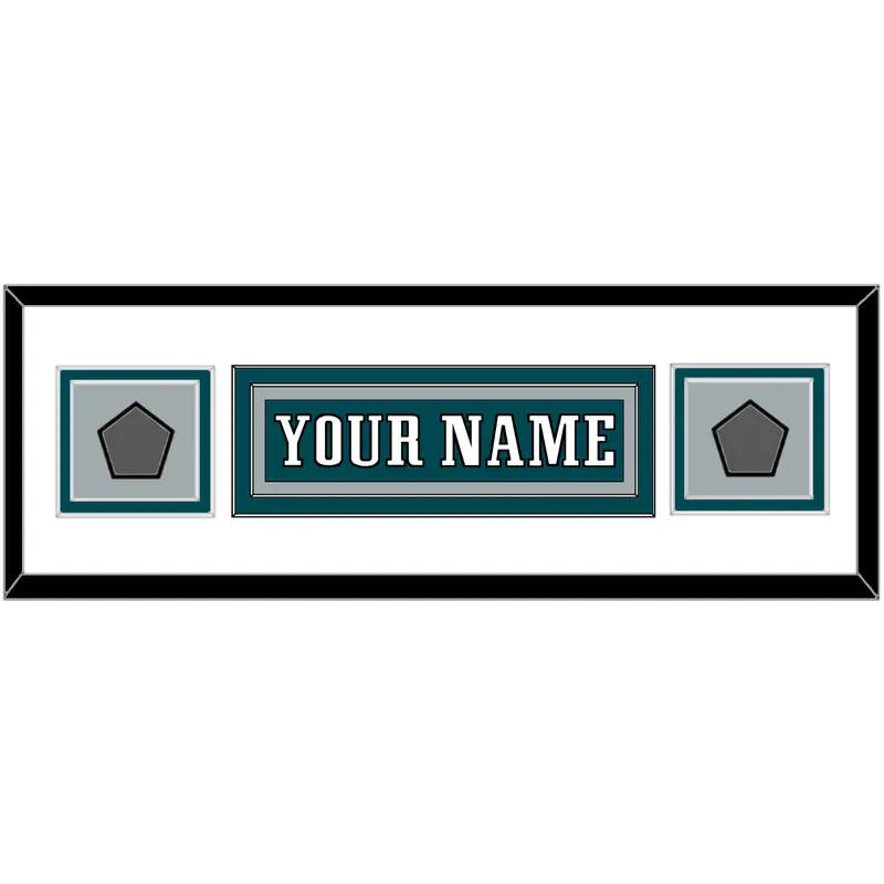 Philadelphia Nameplate & 2x Super Bowl Jersey Patches - Home Green - Double Mat 2
