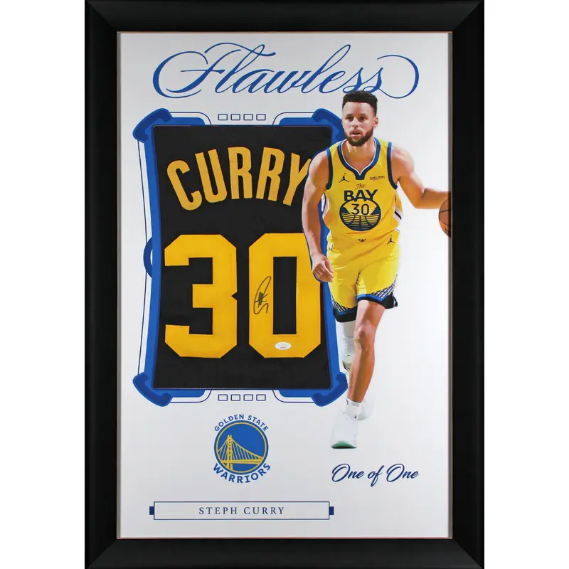Warriors Stephen Curry Authentic Signed One of One Jersey Framed Display JSA 7