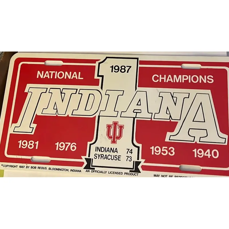 1987 Indiana University Basketball NCAA Champions License Plate