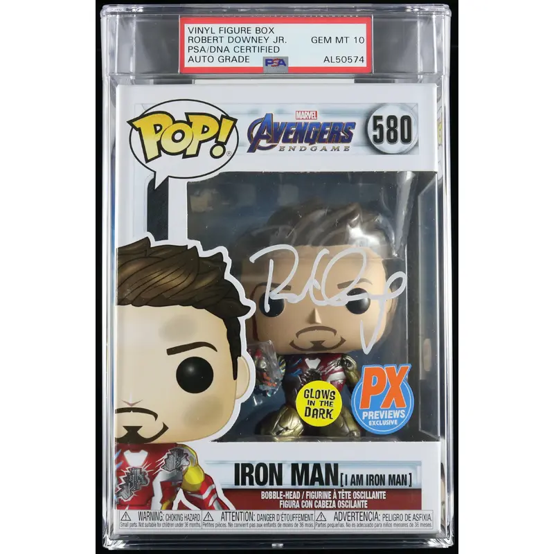 Robert Downey Jr. Signed Funko Pop PSA/DNA Encapsulated Ironman Auto 10