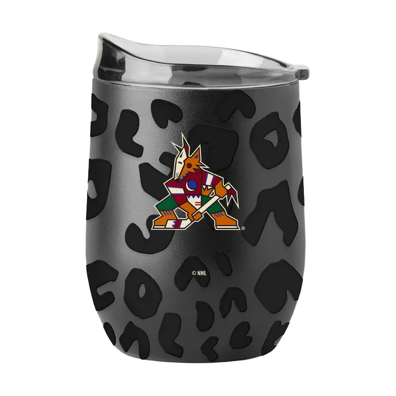 Arizona Coyotes Leopard 16oz Black Powdercoat Curved Beverage