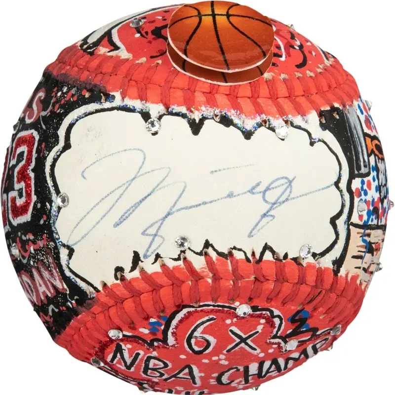 Michael Jordan Signed Charles Fazzino Hand Painted Pop Art Baseball UDA PSA DNA