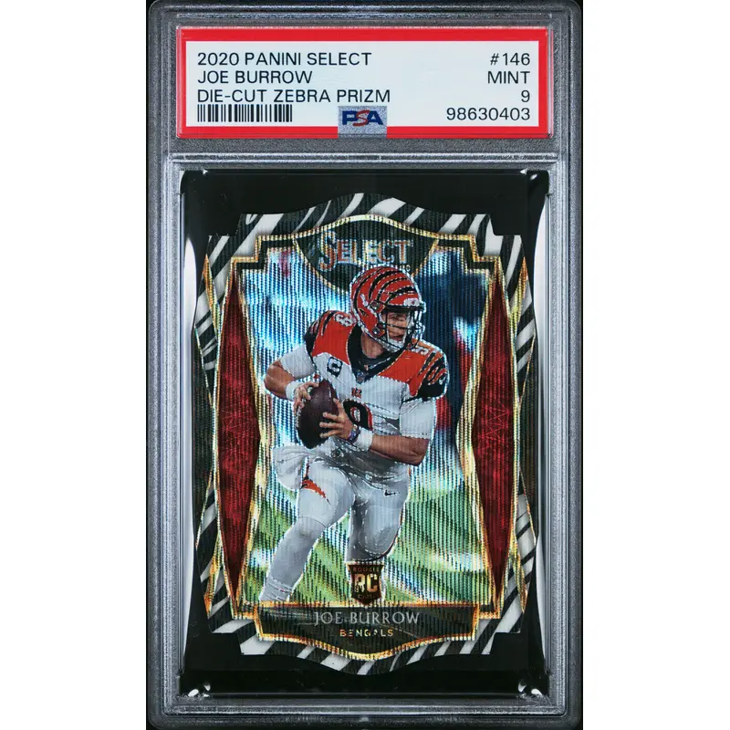 Joe Burrow 2020 Panini Select Rookie #146 Zebra Die-Cut PSA 9 Mint