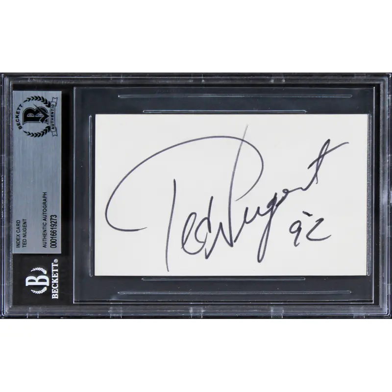 Ted Nugent Musician Authentic Signed 3x5 Index Card Autographed BAS Slabbed