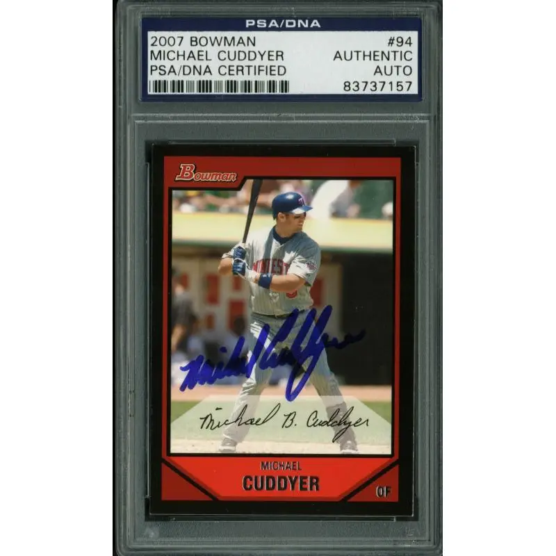 Twins Michael Cuddyer Authentic Signed Card 2007 Bowman #94 PSA/DNA Slabbed