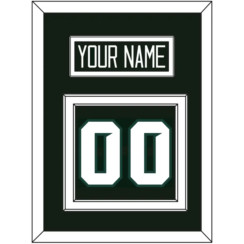 Michigan State Hockey Nameplate & Number (Back) - Road Green - Double Mat 1