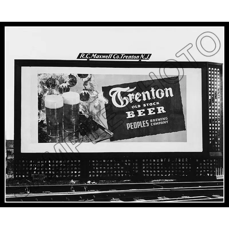 Trenton Old Stock Beer Billboard 8X10 Photo - Trenton New Jersey 1947 - 2276