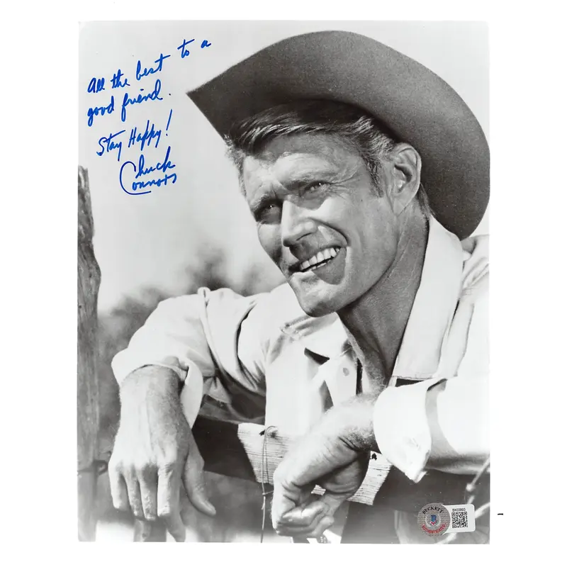 Chuck Connors The Rifleman "Stay Happy!" Signed 8x10 Photo BAS #BK03893