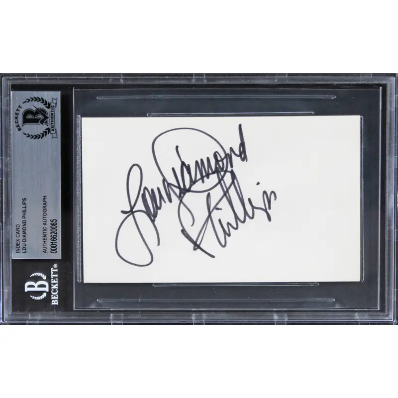 Lou Diamond Phillips Stand & Deliver Authentic Signed 3x5 Index Card BAS Slab 1